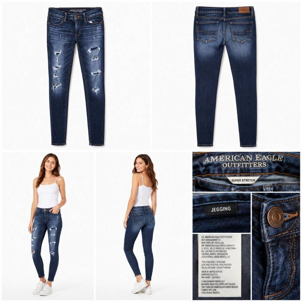 American Eagle Jegging Jeans Womens Distressed Super Stretch 2